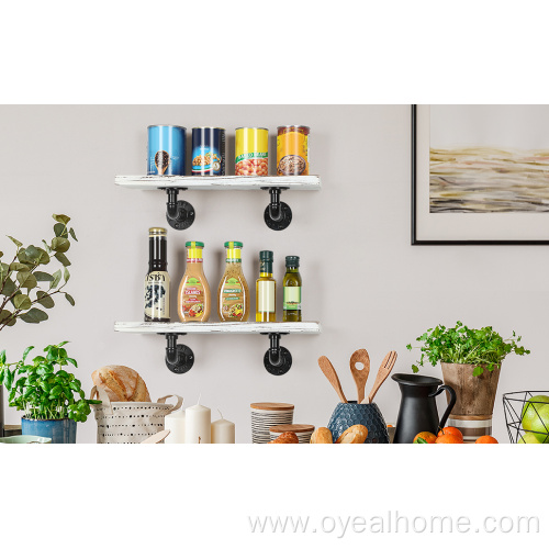 Wall Mounted Bathroom Storage Shelf with Iron Pipe